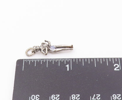 925 Sterling Silver  Vintage Petite Woman With Telephone Pendant  PT18103