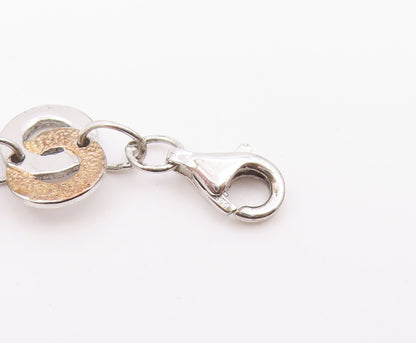 925 Sterling Silver Vintage Bracelet Two Tone Interlocking Circles Link  BT12200