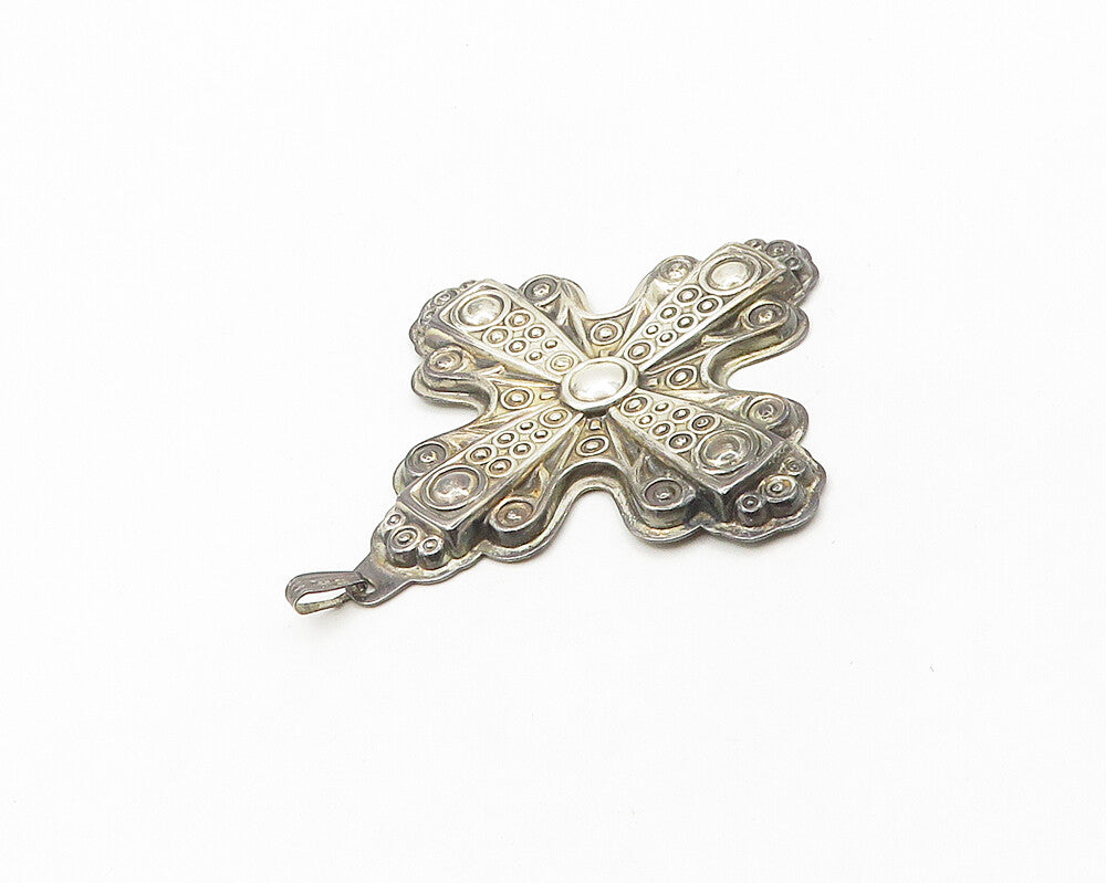 REED & BARTON 925 Silver  Vintage Dark Tone Christmas Cross Pendant  PT14400