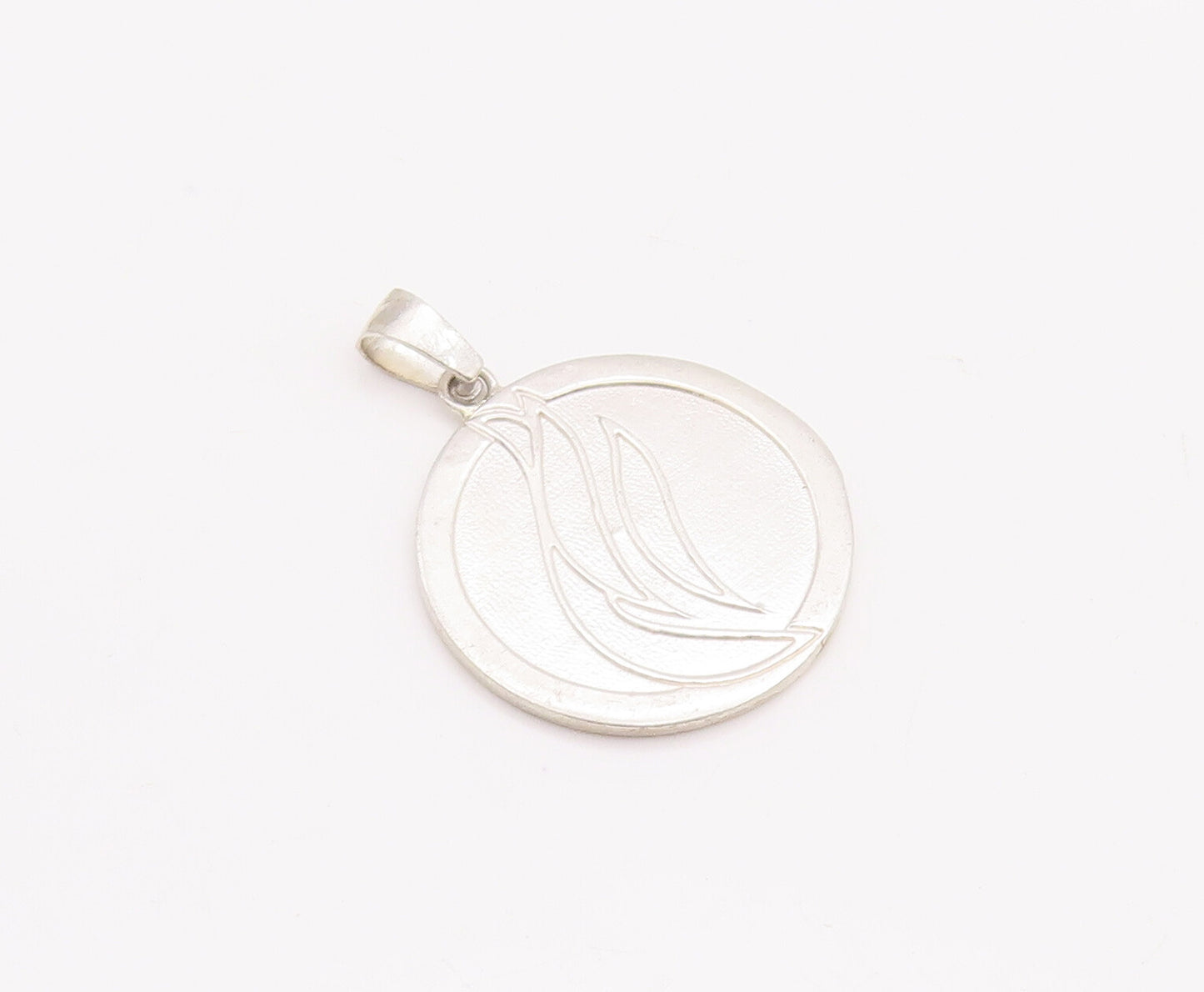 925 Sterling Silver Vintage Pendant Minimalist Carved Swirl Design  PT23224