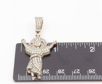 925 Sterling Silver Vintage Pendant CZ Baby Jesus Christ Religious Charm PT25540