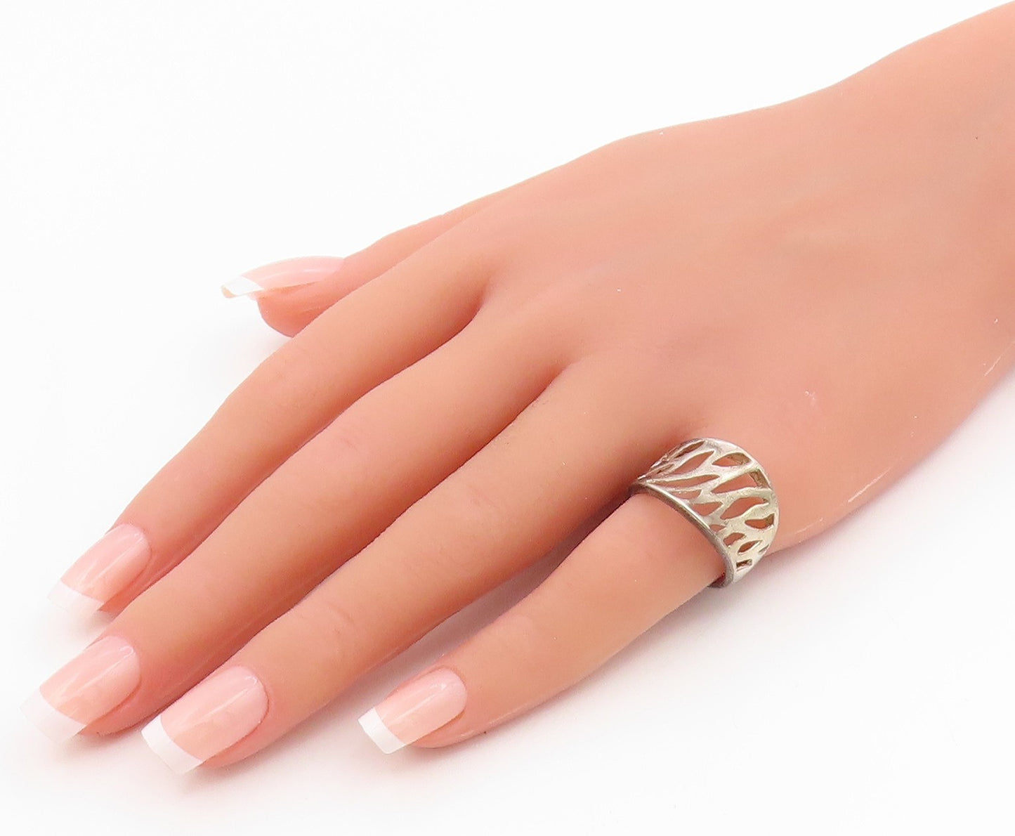 925 Sterling Silver Vintage Ring Minimalist Abstract Cutout Band  Sz 7  RG35709