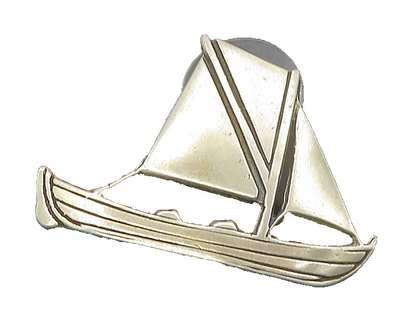 925 Sterling Silver  Vintage Sail Boat Motif Smooth Lapel Pin  TR2426