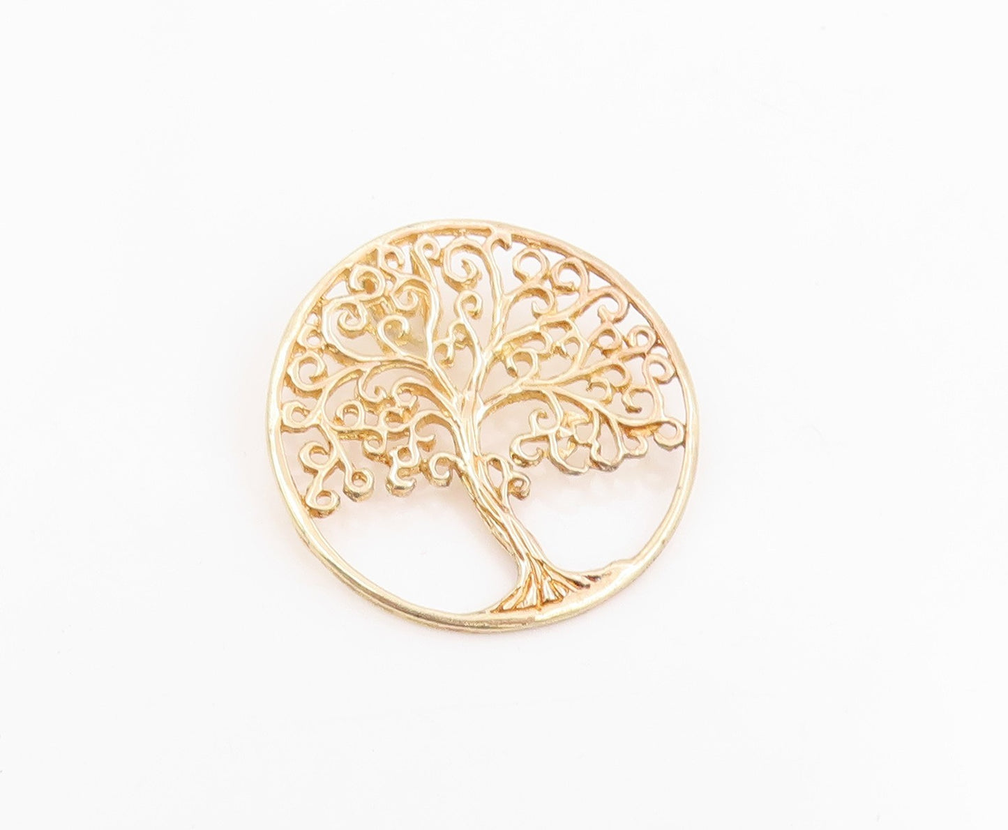 925 Sterling Silver Vintage Pendant Gold Plated Tree Of Life Medallion  PT25627