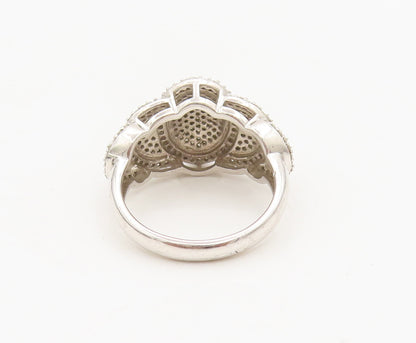925 Sterling Silver  Vintage Intricate Circles Diamonds Ring Sz 6  RG26857