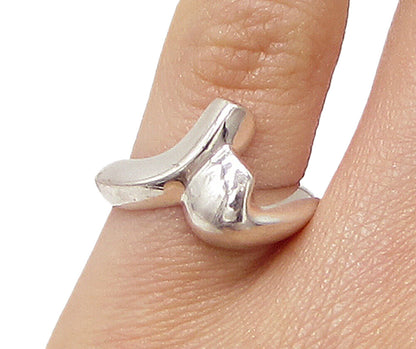 925 Sterling Silver  Smooth Shiny Bypass Band Ring Sz 5  RG2975