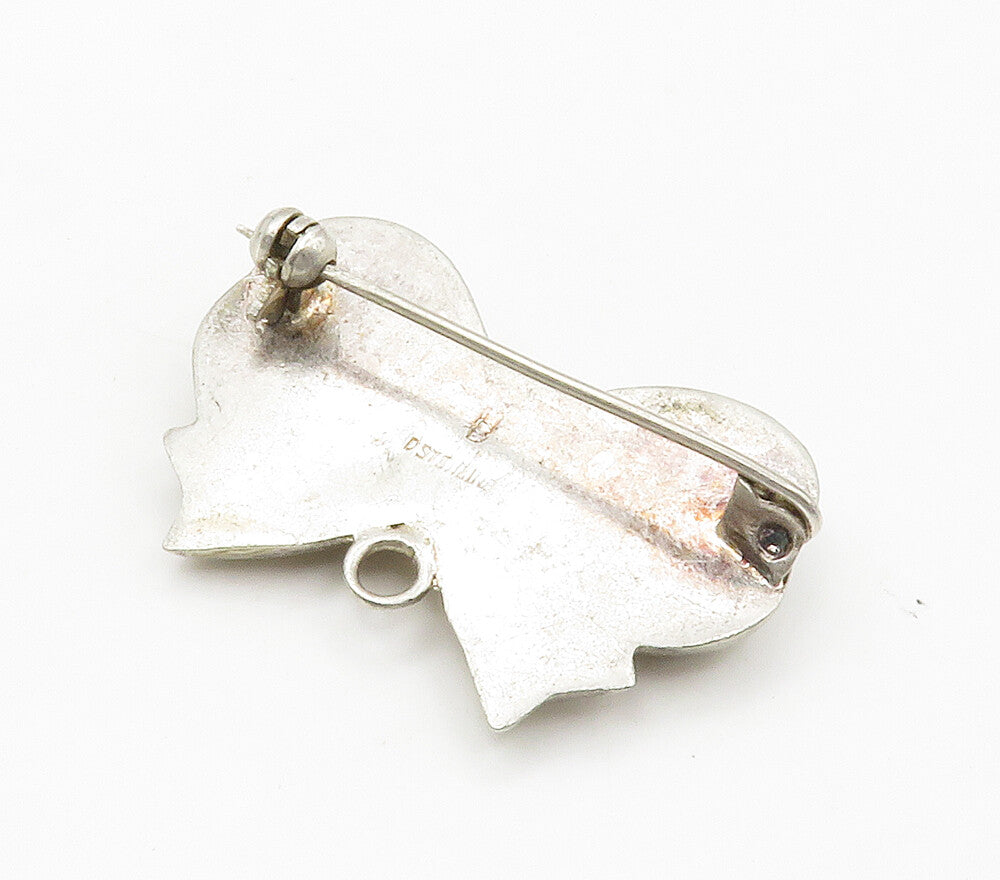 925 Sterling Silver  Vintage Hollow Bow Tied Ribbon Smooth Brooch Pin  BP5958