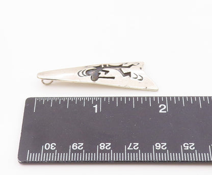 NAVAJO 925 Sterling Silver  Vintage Oxidized Kokopelli Dancer Pendant  PT10445