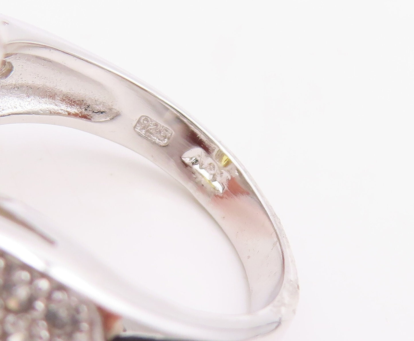 925 Sterling Silver Vintage Ring Designer Citrine & CZ Flower  Sz 7  RG30981