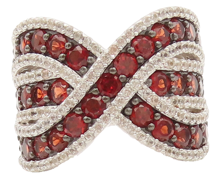 925 Silver Vintage Ring Broad Alternate Two Tone Cubic Zirconia Sz 6  RG27576