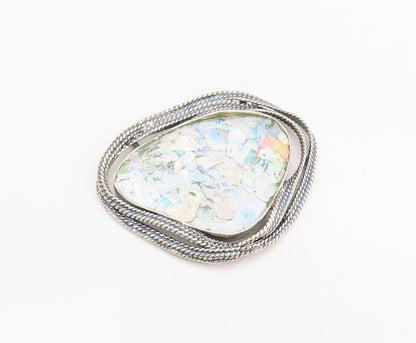 925 Sterling Silver Vintage Pendant OR PAZ ISRAEL Modernist Roman Glass  PT25205