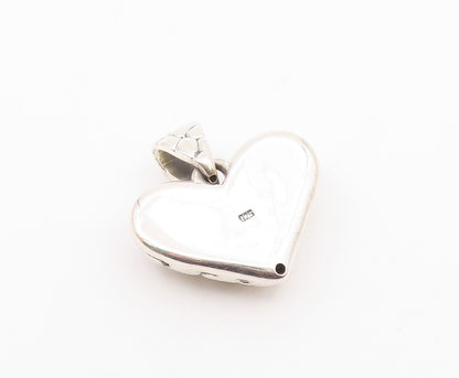 925 Sterling Silver  Vintage Cobblestone Pattern Love Heart Pendant  PT19876