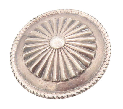 925 Sterling Silver Vintage Brooch Pin Framed Fan Carved Round Flower  BP10888