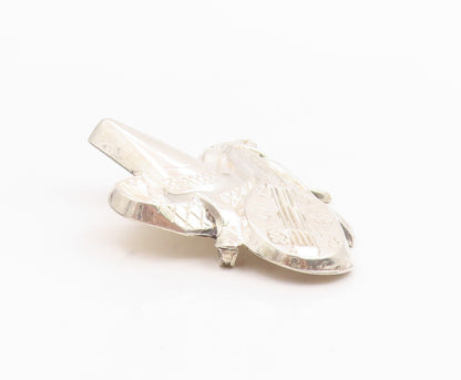 925 Sterling Silver Vintage Brooch Pin Modernist Musical Instrument Hat  BP12467