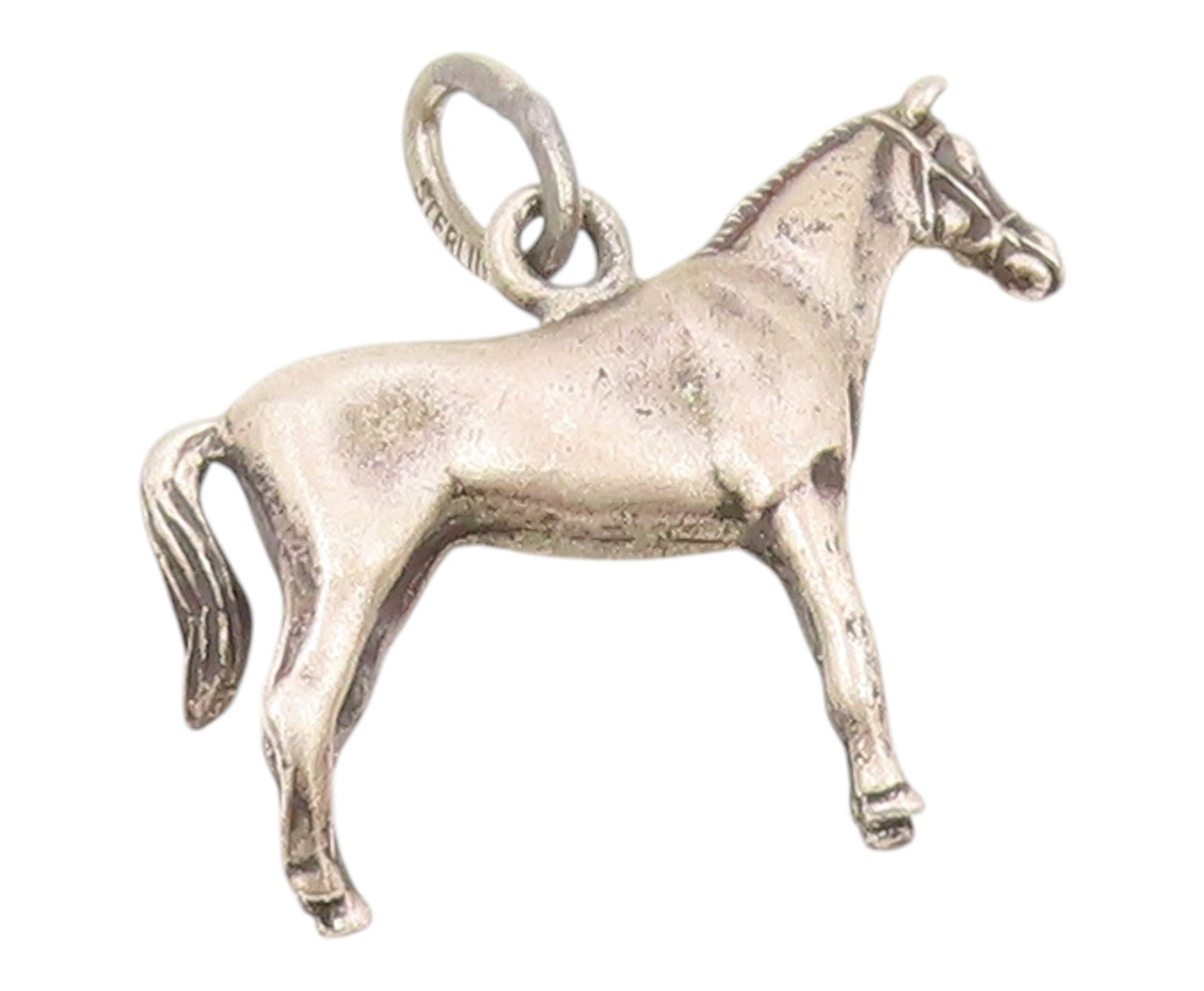 925 Sterling Silver  Vintage Standing Horse Animal Motif Pendant  PT17139
