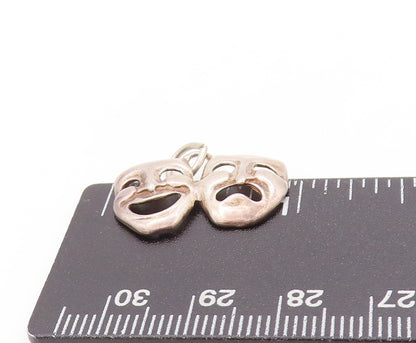 925 Sterling Silver Vintage Pendant Happy & Sad Mime Face Cutout  PT24167