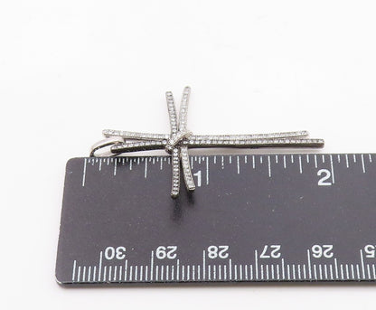 925 Silver  Vintage Double Cubic Zirconia Religious Cross Pendant  PT20722