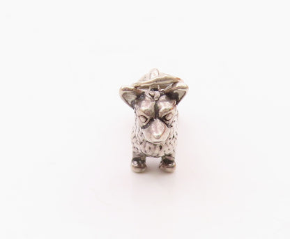 925 Sterling Silver  Vintage Shiny Petite Dog Animal Motif Pendant  PT19791