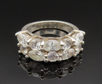 925 Silver  Vintage Double Row Cubic Zirconia Pattern Ring Sz 6.5  RG24853
