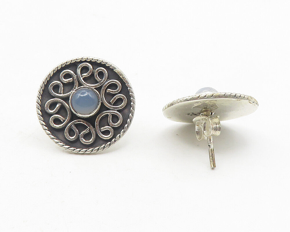 925 Sterling Silver  Vintage Petite Moonstone Swirl Drop Earrings  EG6249