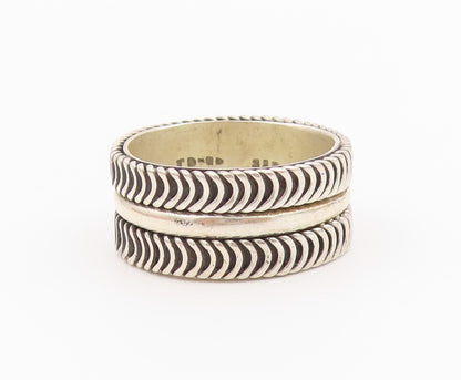 925 Sterling Silver Vintage Ring Wavy Pattern Statement Band  Sz 11.5  RG36417