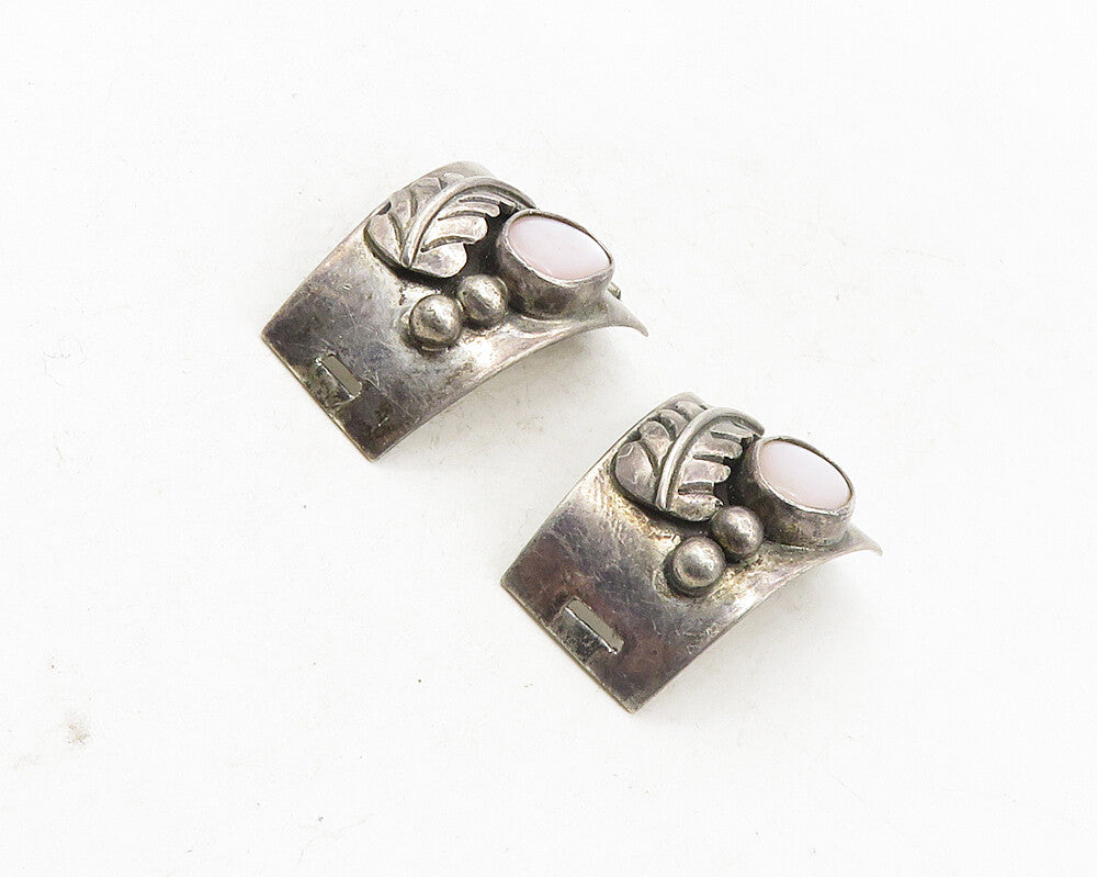 EDWARD ZUNI 925 Sterling Silver  Vintage Mother Of Pearl Watch Clips  TR1637