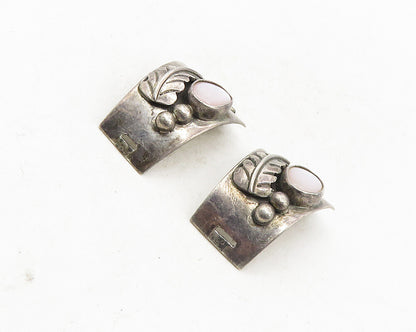 EDWARD ZUNI 925 Sterling Silver  Vintage Mother Of Pearl Watch Clips  TR1637