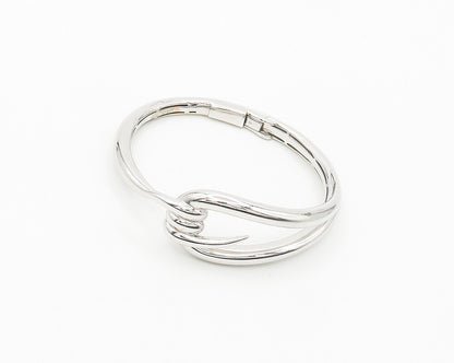 SW 925 Silver & 10K GOLD  Shiny Polished Pointed Loop Cuff Bracelet  BT7209