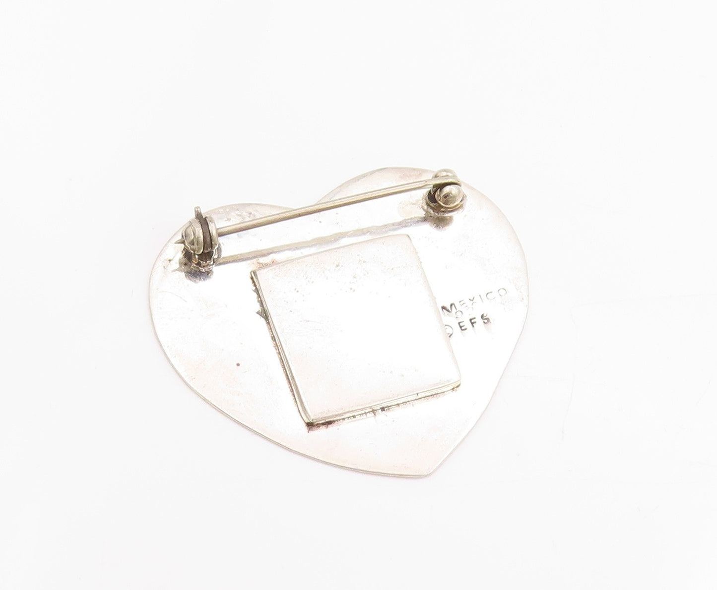 925 Sterling Silver Vintage Brooch I Love Mom Etched Heart  BP11742