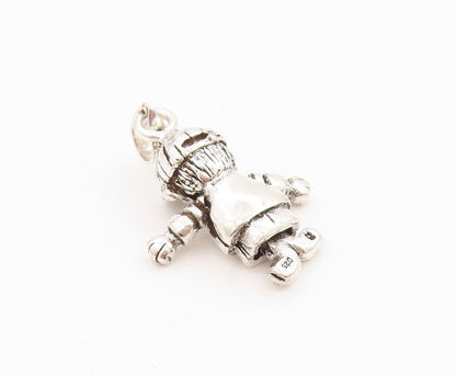 925 Sterling Silver Vintage Pendant Mini Happy Boy Charm Moves  PT24434