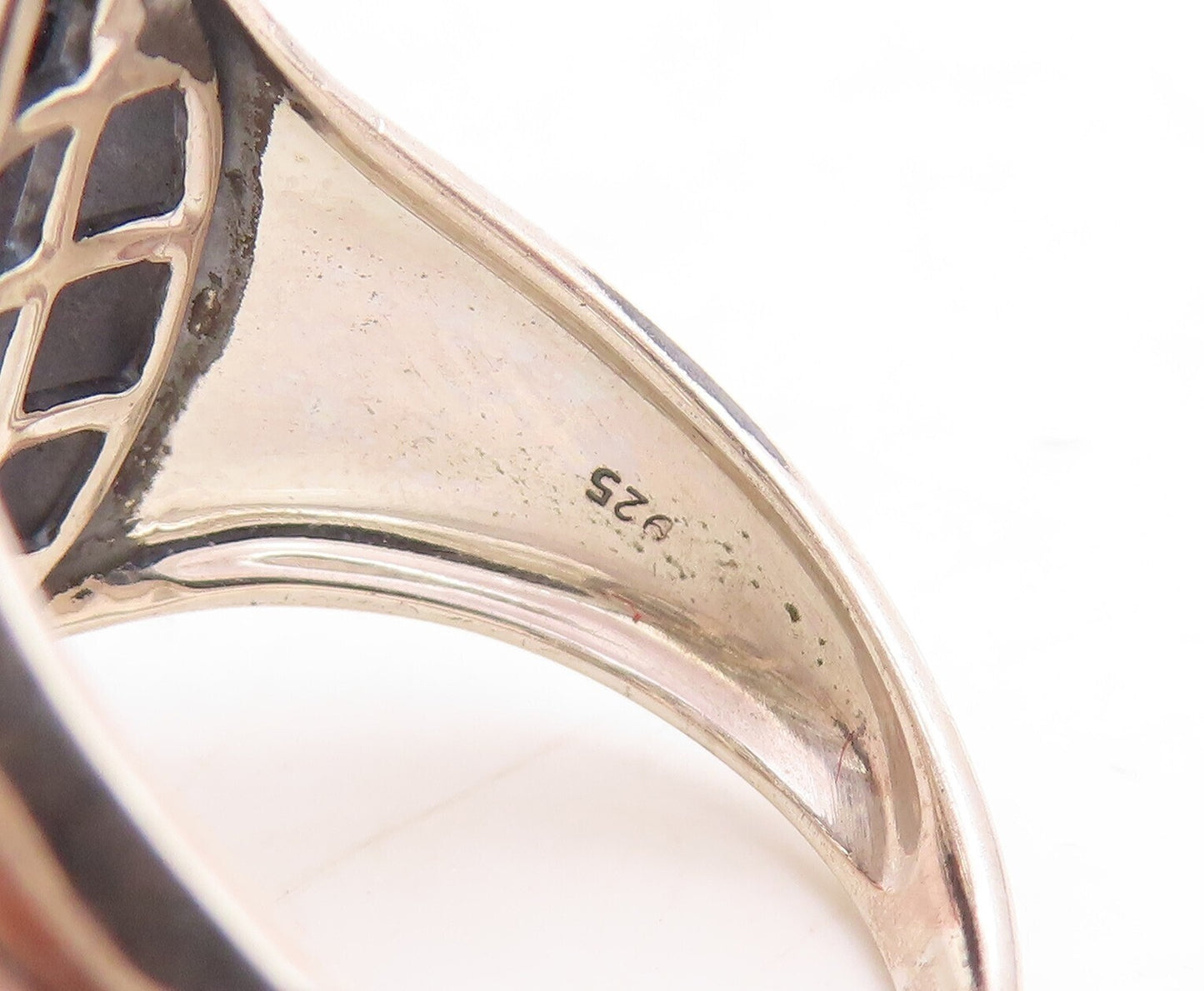 925 Sterling Silver Vintage Ring Round Twisted Rope Woven Net  Sz 9  RG31404