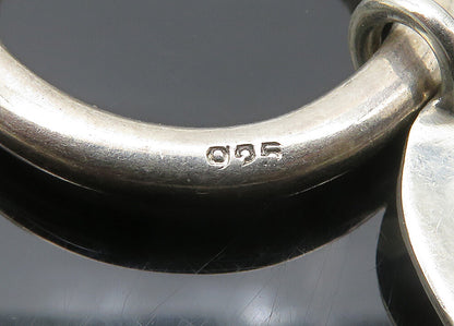925 Sterling Silver  Vintage Shiny Oval Tag U Shape Key Ring  TR2762