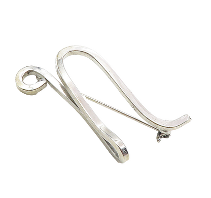 925 Sterling Silver  Vintage Shiny Smooth Letter U Initial Brooch Pin  BP3514