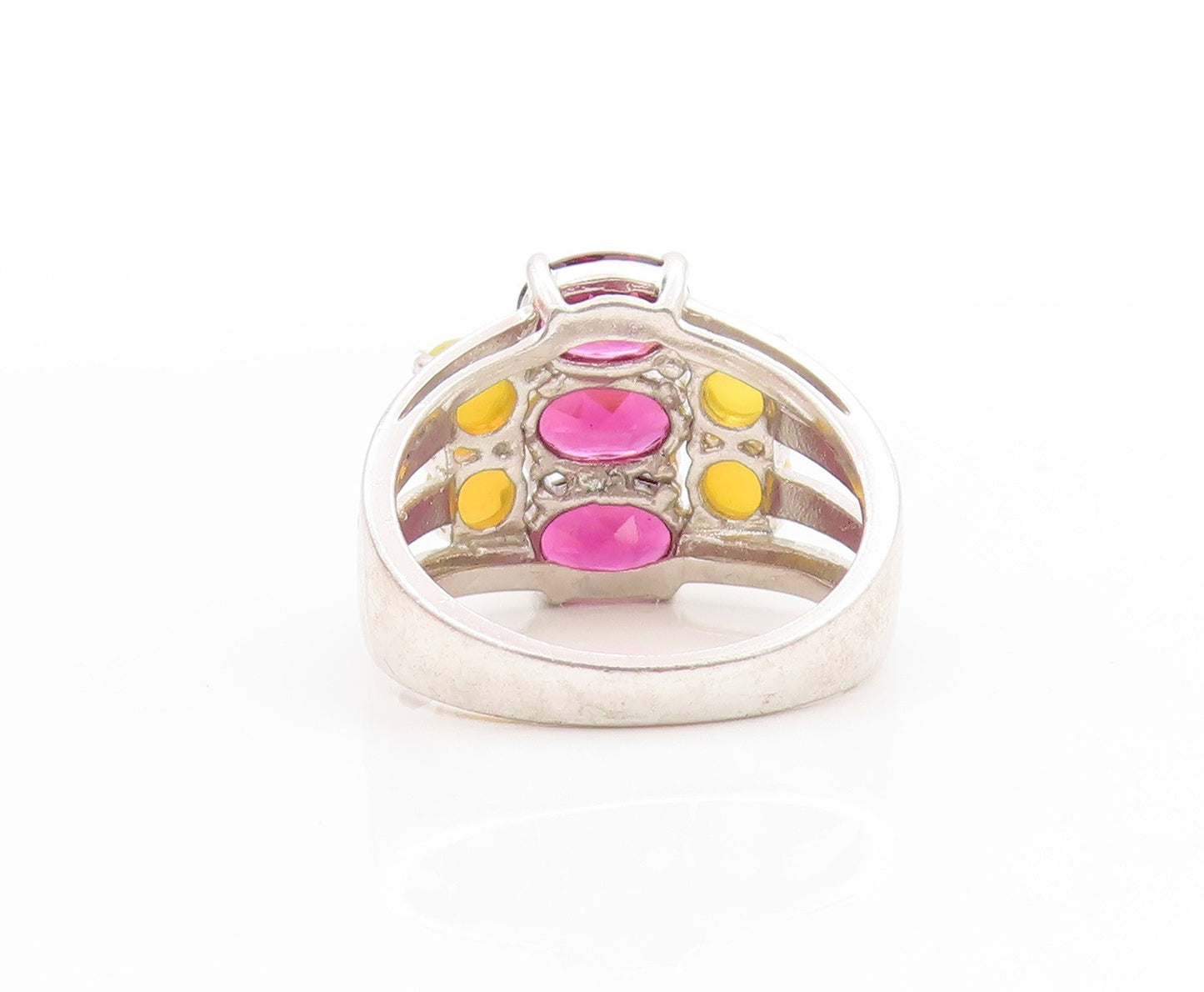 925 Sterling Silver Vintage Ring Amethyst & Opal Cluster Band  Sz 6.5  RG33691