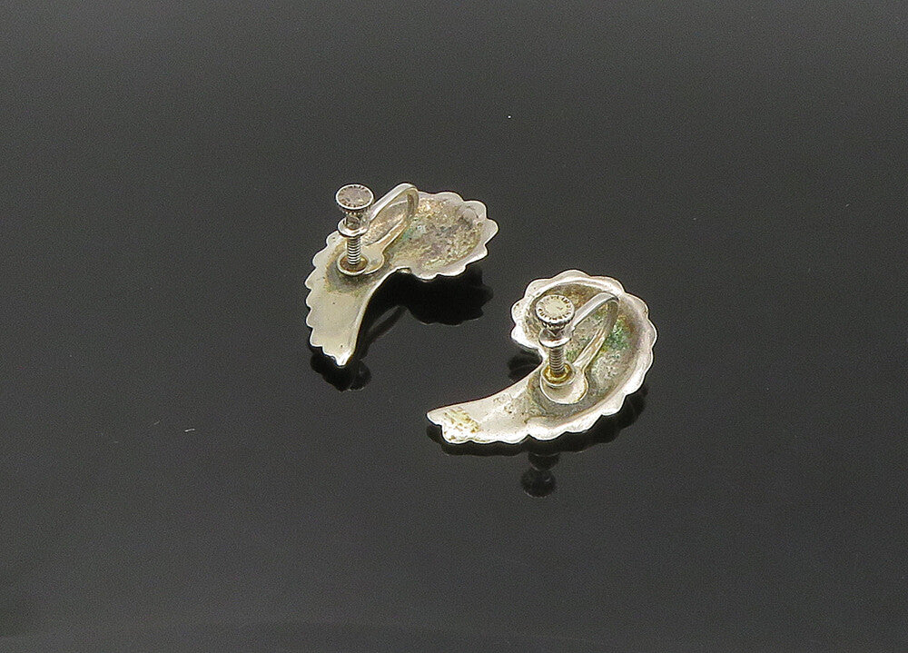 925 Sterling Silver  Vintage Shiny Fluted Swirl Non Pierce Earrings  EG10696