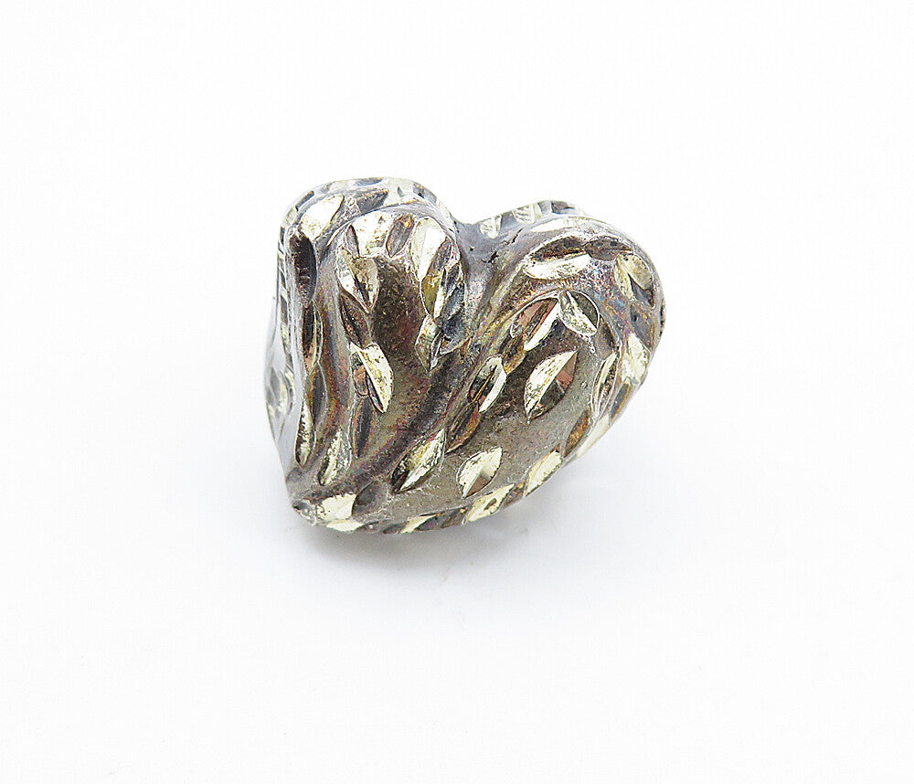 925 Silver  Vintage Diamond Cut Detail Love Heart Cocktail Ring Sz 7.5  RG6446