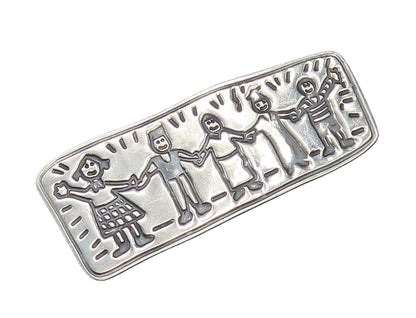 EFS MEXICO 925 Silver  Vintage Students Holding Hands Brooch Pin  BP9938