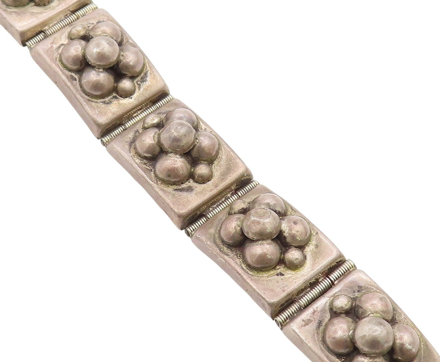 925 Sterling Silver Vintage Bracelet Antique Dark Tone Flowers Carved  BT11354