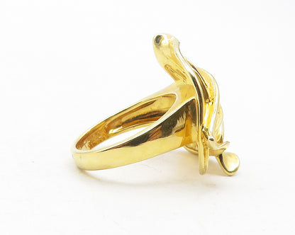 ROSS SIMON 925 Sterling Silver Gold Plated Floral Leaves Band Ring Sz 7  RG12066