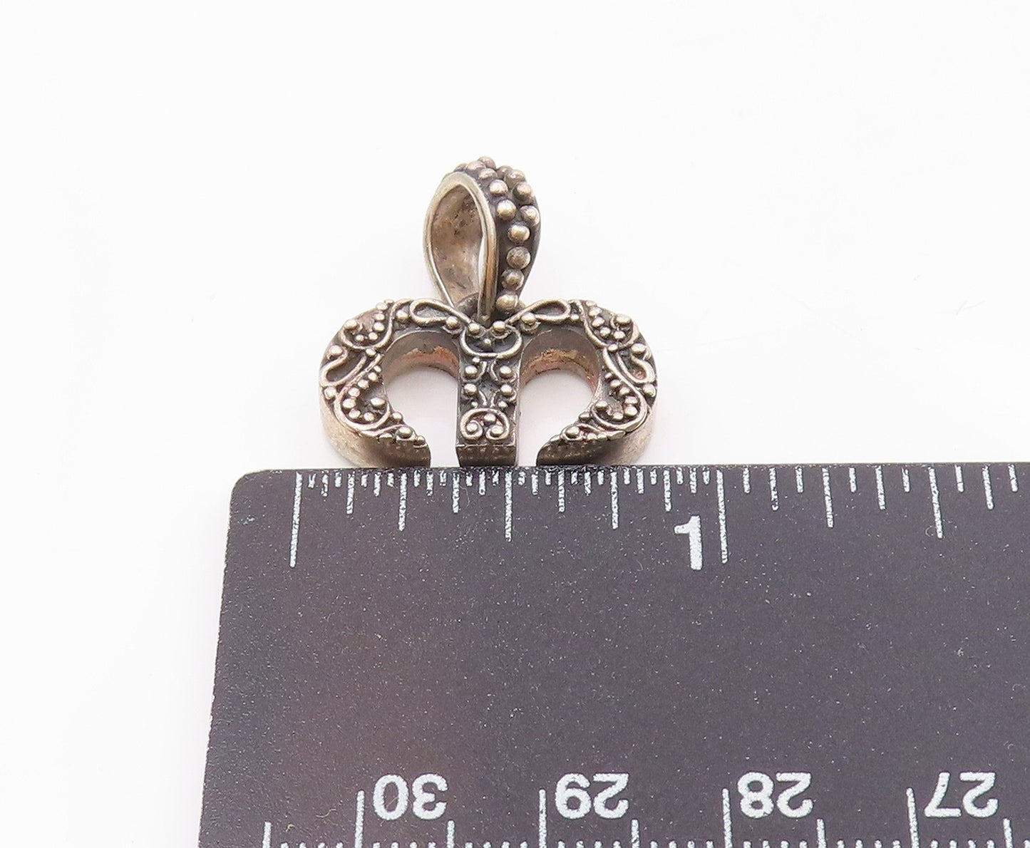 925 Sterling Silver  Vintage Oxidized Swirl Detail Drop Pendant  PT16004