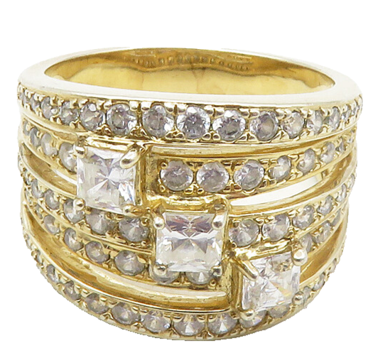 ROSS SIMON 925 Silver  Cubic Zirconia Gold Plated Split Band Ring Sz 10 RG9891