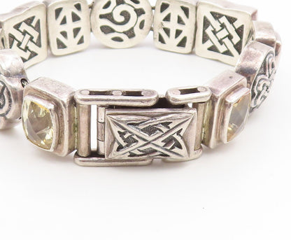 925 Sterling Silver Vintage Bracelet DEBORAH ARMSTRONG Citrine Chain  BT11935