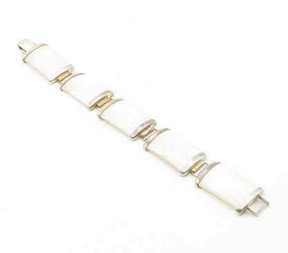 WHEELER 925 Sterling Silver  Vintage Mother Of Pearl Chain Bracelet  BT5736