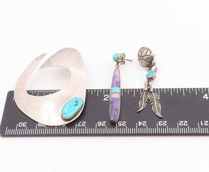 925 Sterling Silver Vintage Earrings NAVAJO Turquoise Single Pieces  EG14302