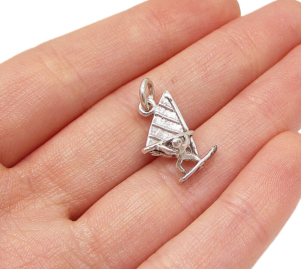 925 Sterling Silver  Vintage Wind Surfing Charm Pendant  PT1831