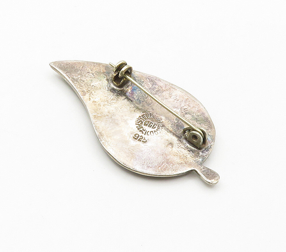MEXICO 925 Sterling Silver  Vintage Abalone Shell Floral Brooch Pin  BP6137