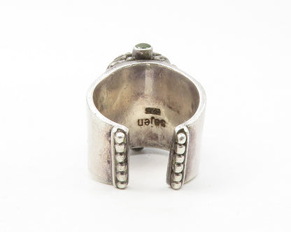 SAJEN 925 Silver  Vintage Abalone Shell & Peridot Cocktail Ring Sz 6.5 RG12729
