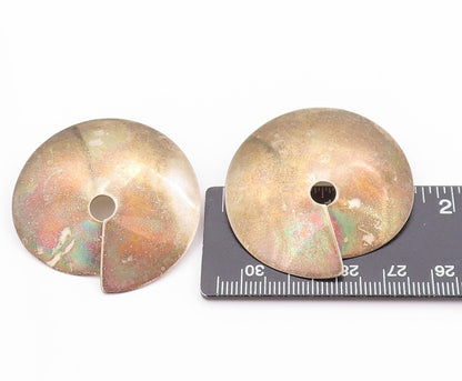 925 Sterling Silver Vintage Earrings Designer Open Donut Disk  EG13558