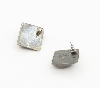 MEXICO 925 Sterling Silver  Vintage Dark Tone Square Drop Earrings  EG8061