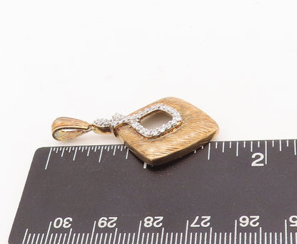 925 Sterling Silver Vintage Pendant Designer Gold Plated Grooved Topaz  PT23451